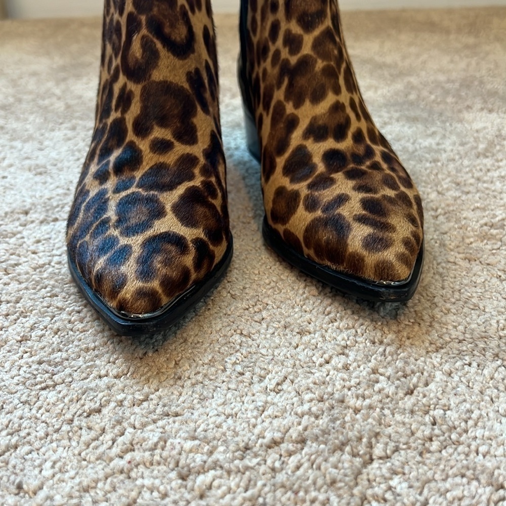 Marc Fisher Calf Hair Leopard Print Yaley Pointed Toe Booties - Picture 2 of 10